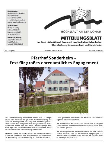 Pfarrhof Sonderheim ? Fest für großes ehrenamtliches Engagement