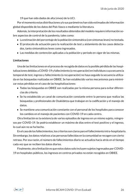 Informe de predicción de la evolución de la COVID-19 en Euskadi | 18 de junio de 2020