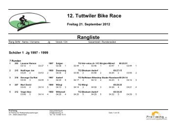 12. Tuttwiler Bike Race Rangliste - ProTiming