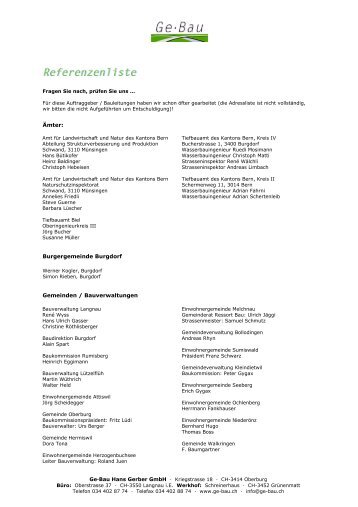 Download Referenzliste (PDF, ca. 55 KB) - bei Ge·Bau Hans Gerber ...