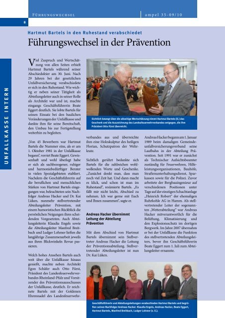 Ampel-Ausgabe 35, September 2010 - Unfallkasse Rheinland-Pfalz