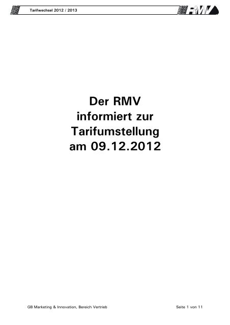 Der RMV informiert zur Tarifumstellung am 09.12.2012 - Wetzlarer ...