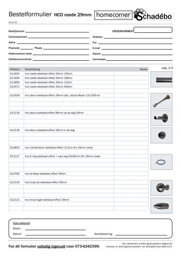 Bestelformulier HCO roede 29mm - Schadebo