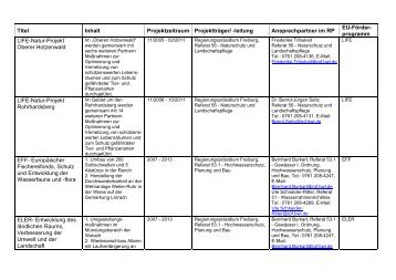 Übersicht der Projekte (PDF 25 KB) - Regierungspräsidium Freiburg