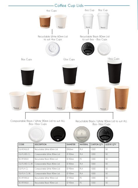 Coffee Cups Range