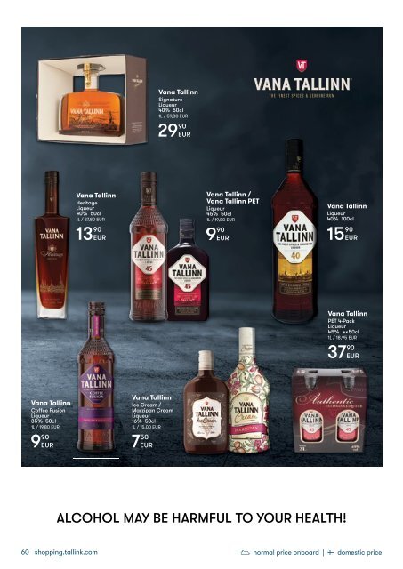 *Tallink Duty Free Shopping catalogue duty-paid routes