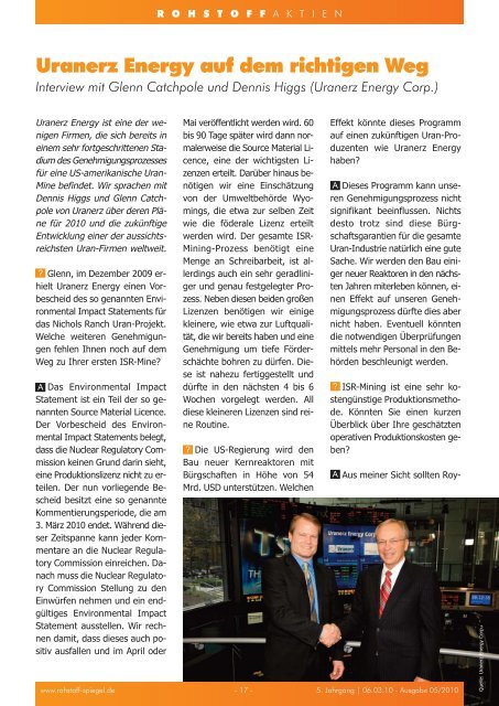 Rohstoff-Spiegel 05/2010 - Geheime Goldpolitik