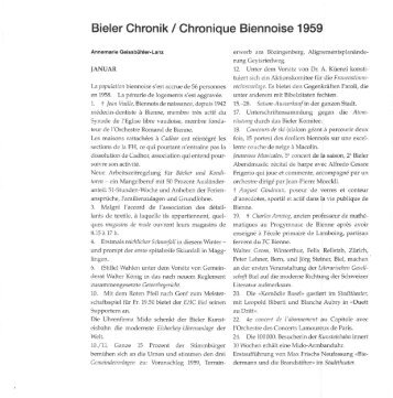 Bieler Chronik / Chronique Biennoise 1959