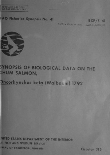 Synopsis of Biological Data on the Chum Salmon, Oncorhynchus keta