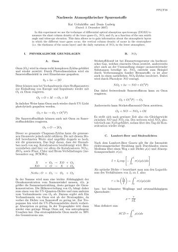 Nachweis Atmospährischer Spurenstoffe - RZ User - Universität ...