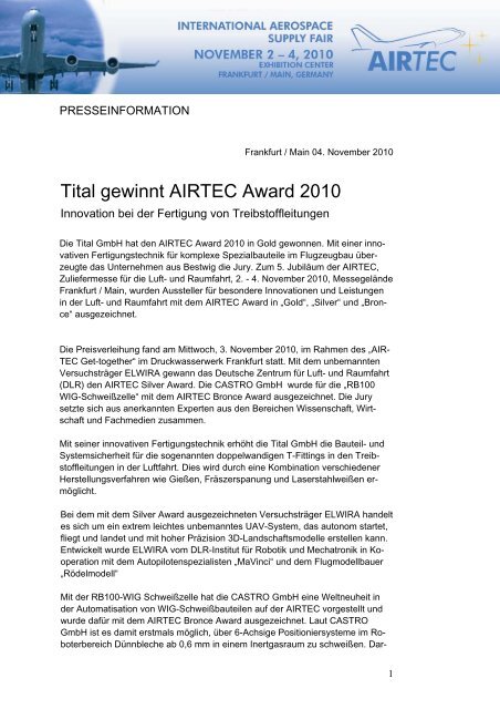 Tital gewinnt AIRTEC Award 2010 (PDF)