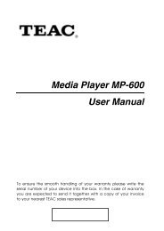 Media Player MP-600 User Manual - TEAC Europe GmbH