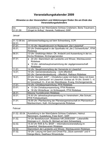 Veranstaltungskalender 2009 - Rödelsee