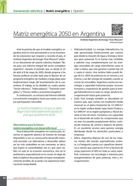 Ingeniería Eléctrica 353 | Mayo 2020