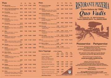 Speisekarte - Ristorante & Pizzeria Quo Vadis
