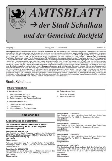 Gemeinde Bachfeld - Stadt Schalkau