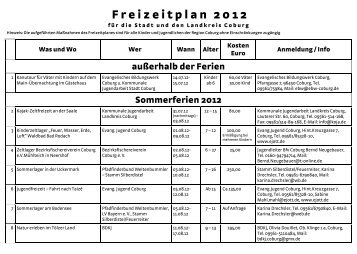 Freizeitplan - Kommunale Jugendarbeit Landkreis Coburg