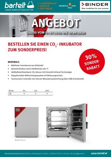 BINDER CO₂-Inkubator zum Sonderpreis!