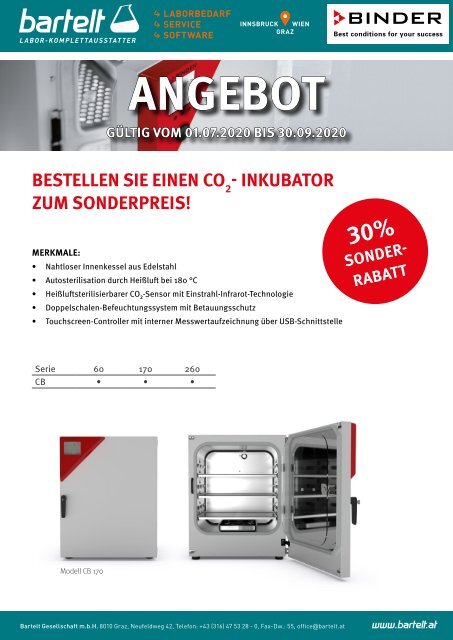 BINDER CO₂-Inkubator zum Sonderpreis!