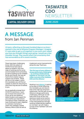 TasWater CDO Newsletter June 2020