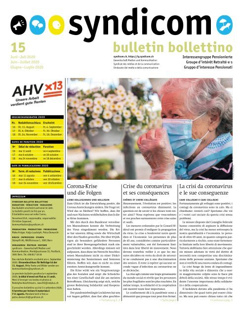 syndicom Bulletin / bulletin / Bollettino 15