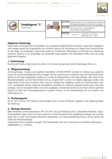 Erstpflegeset L - Bergland-Parkett