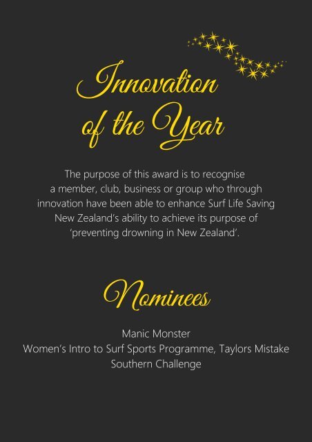 2020 SLSNZ Canterbury Awards of Excellence Nominees Booklet 