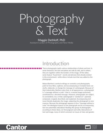 Learning Guide | Photography & Text