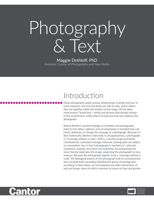 Learning Guide | Photography & Text