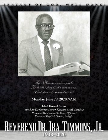 Reverend Dr. Ira Timmons Jr. Memorial Program