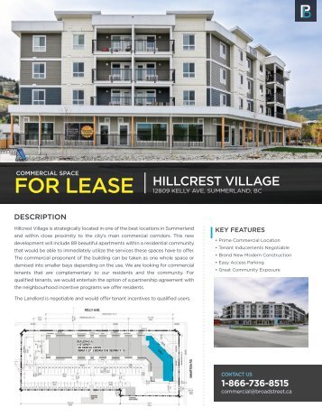 For Lease | Hillcrest Village Commercial | Summerland, BC