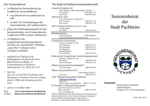 Das Faltblatt des Seniorenbeirates - Seniorenbeirat Puchheim