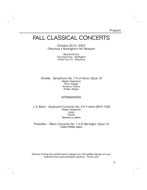 57 fall program - Southeast Iowa Symphony Orchestra