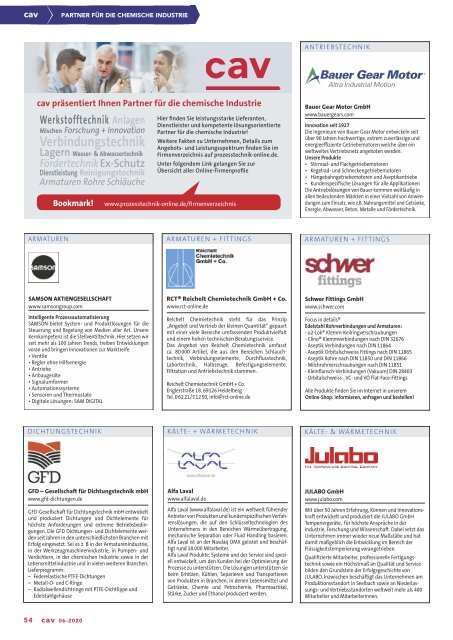 cav – Prozesstechnik für die Chemieindustrie 06.2020