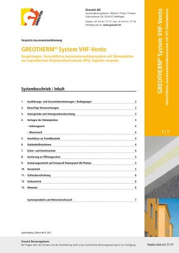 System VHF-Vento - Greutol AG
