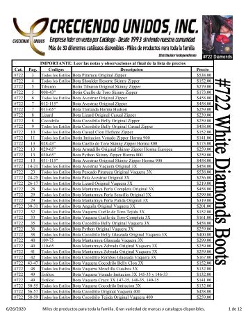 #722 White Diamonds Boots - Lista de precios