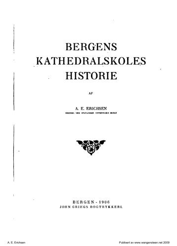 Bergens kathedralskoles historie - Wangensteen.net