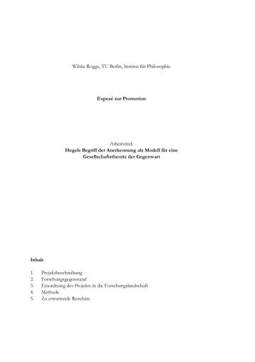 Exposé Dissertation Wibke Rogge - Christoph Asmuth