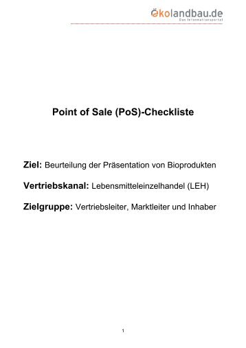 Point of Sale (PoS)-Checkliste - Oekolandbau.de
