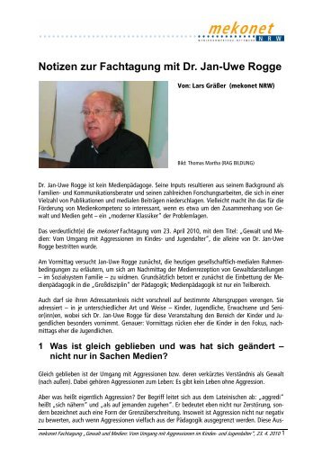 Notizen zur Fachtagung mit Dr. Jan-Uwe Rogge - Mekonet