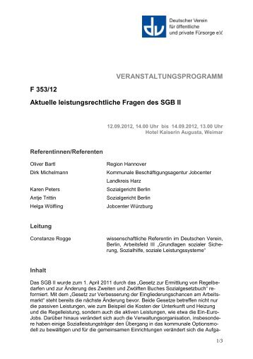 VERANSTALTUNGSPROGRAMM F 353/12 ... - Deutscher Verein