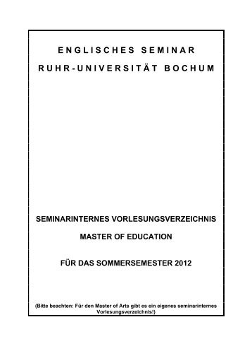 MEd. - Englisches Seminar - Ruhr-Universität Bochum