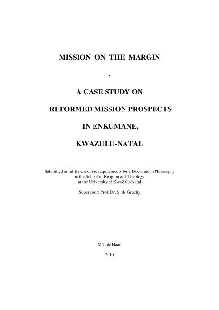 Mission On The Margin A Case Study On Reformed Mission
