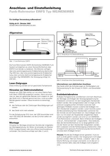 Anschluss- und Einstellanleitung Funk-Rohrmotor EWFS