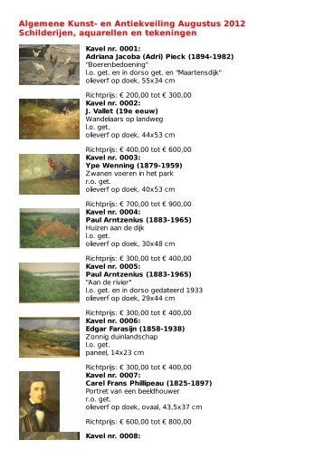 Download Schilderijen, aquarellen en tekeningen catalogus (PDF)