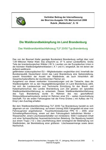 Waldbrandtanklöschfahrzeug TLF 20/50 Typ ... - Waldwissen.net