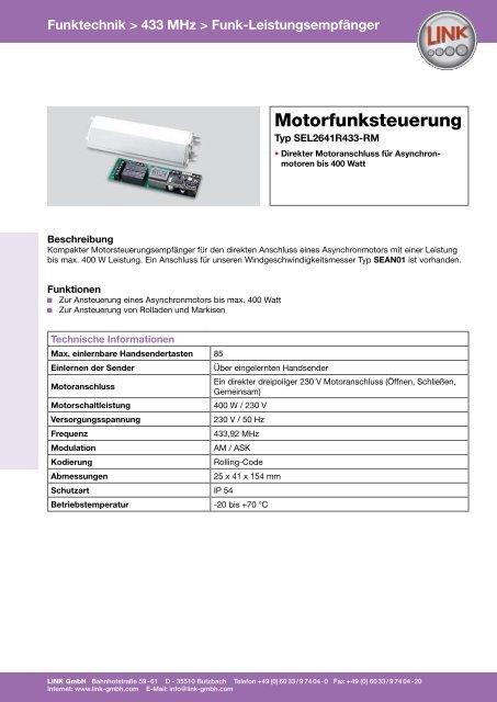Funktechnik > 433 MHz > Funk-Leistungsempfänger - LINK GmbH