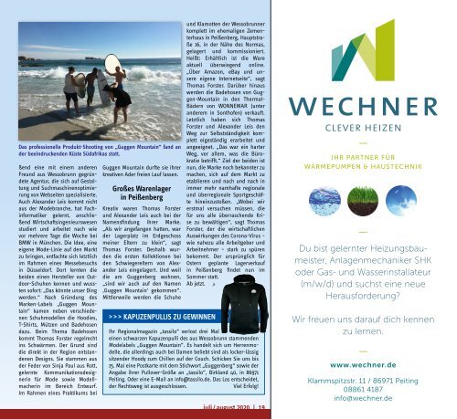 tassilo - das Magazin rund um Weilheim und die Seen - Ausgabe Juli/August 2020