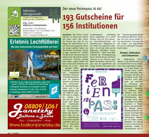 tassilo - das Magazin rund um Weilheim und die Seen - Ausgabe Juli/August 2020