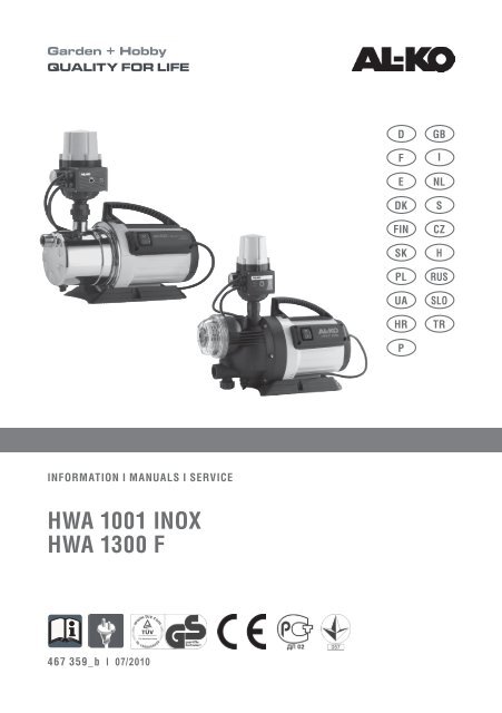 HWA 1001 INOX HWA 1300 F - AL-KO